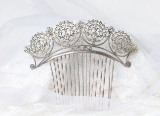 Peineta de novia en plata con circonitas