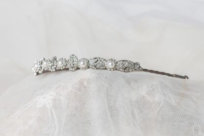 Tiara de plata con circonitas y perlas de agua dulce