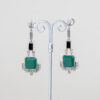 Pendientes Eniades realizados a mano en plata con marcasitas, jade verde natural y ónix