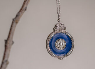 Colgante Lupa Esmalte Azul