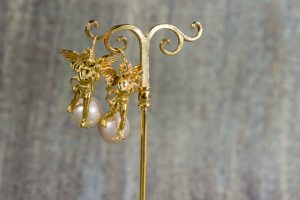 pendientes Angelo Verrocchio en plata dorada con perlas de agua dulce