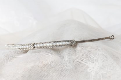 Diadema de plata, circonitas y perlas de agua dulce