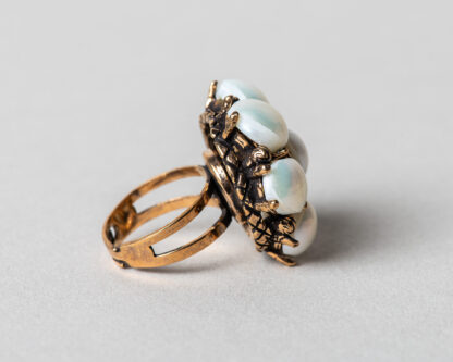 Anillo Lucila en plata dorada con perlas