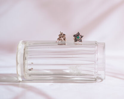 Pendientes Blom en plata rosada y esmeralda