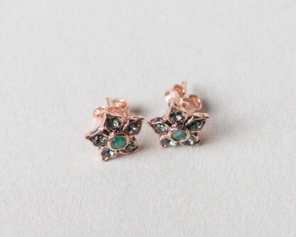 Pendientes Blom en plata rosada y esmeralda