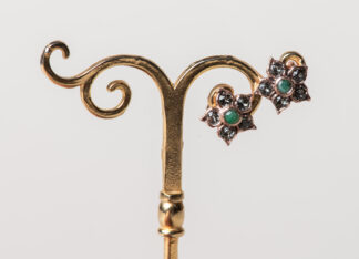 Pendientes Blom en plata rosada y esmeralda