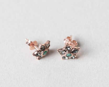 Pendientes Blom en plata rosada y esmeralda
