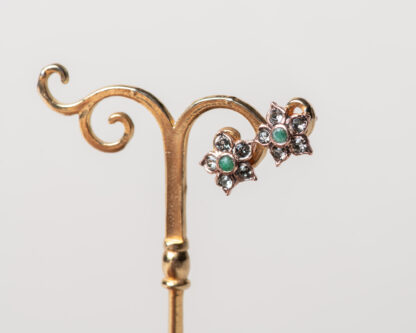Pendientes Blom en plata rosada y esmeralda
