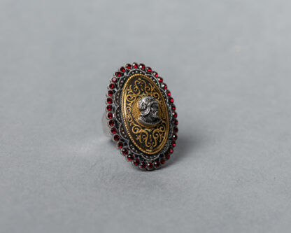Anillo Clementino Rojo Damasquinado Toledano