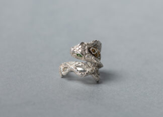 Anillo Damasquinado Cobra Plata