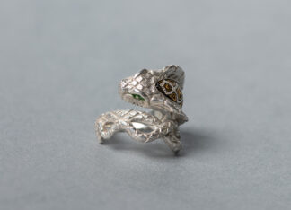 Anillo Damasquinado Cobra Plata