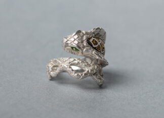 Anillo Damasquinado Cobra Plata