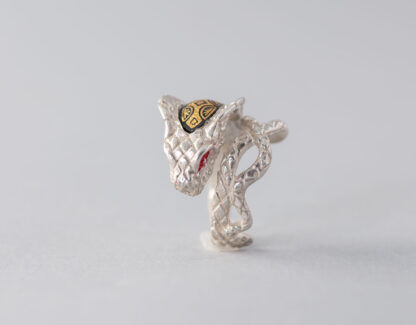 Anillo Cobra Plata Roja