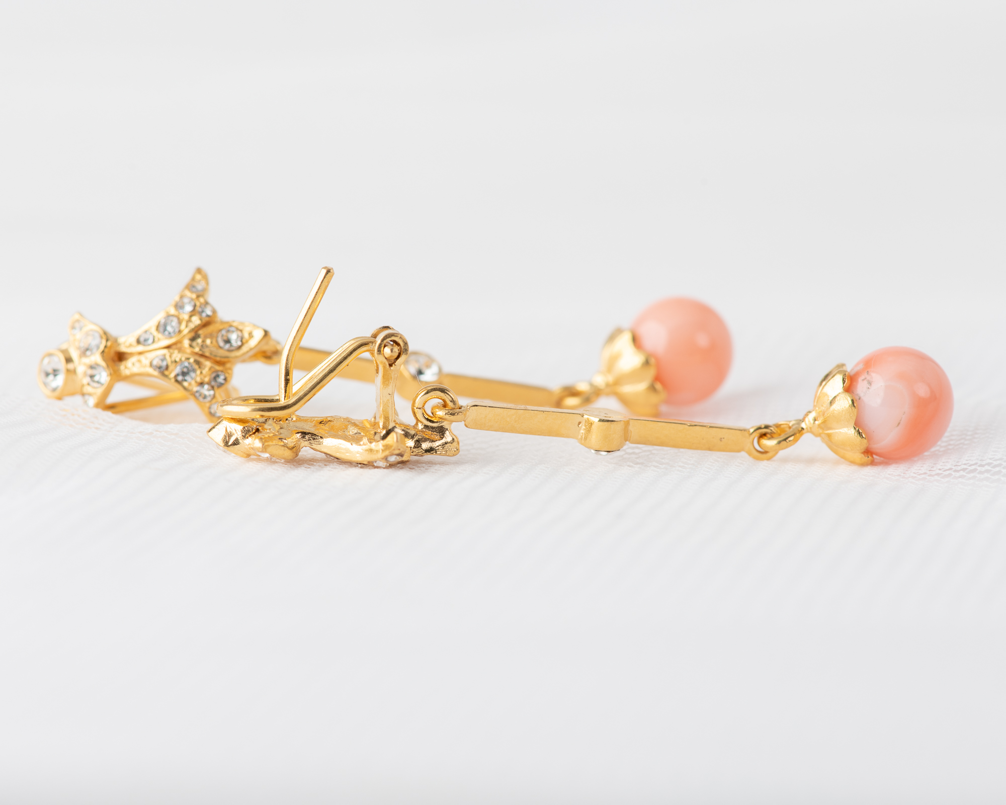 Pendientes Basty Coral Largo Dorado