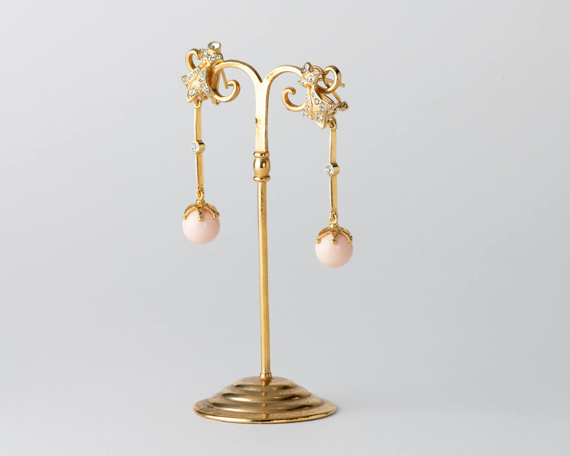 Pendientes Basty Coral Largo Dorado