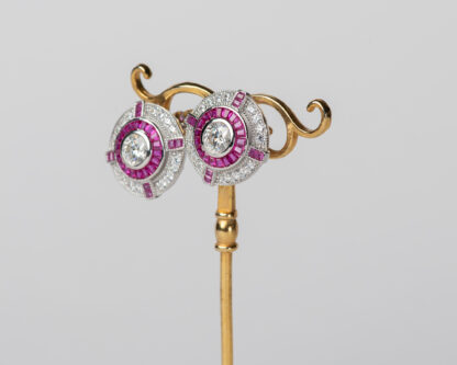 Pendientes Ojo de Perdiz Boton Rosa