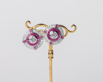 Pendientes Ojo de Perdiz Boton Rosa