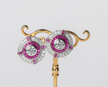 Pendientes Ojo de Perdiz Boton Rosa