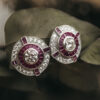 Pendientes Ojo de Perdiz Botón Rosa