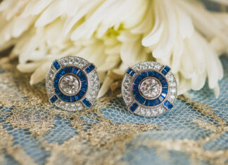 Pendientes Ojo de Perdiz Botón Azul