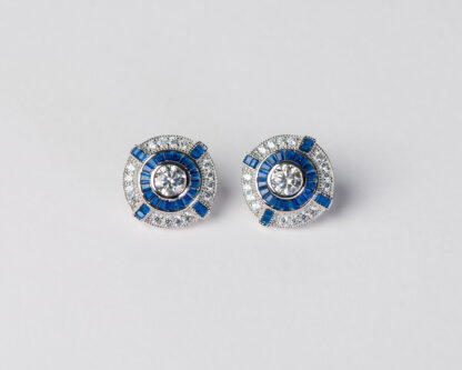 Pendientes Ojo de Perdiz Boton Azul