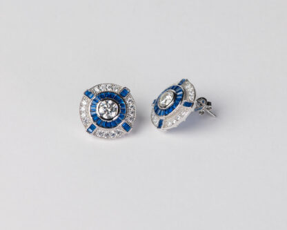 Pendientes Ojo de Perdiz Boton Azul