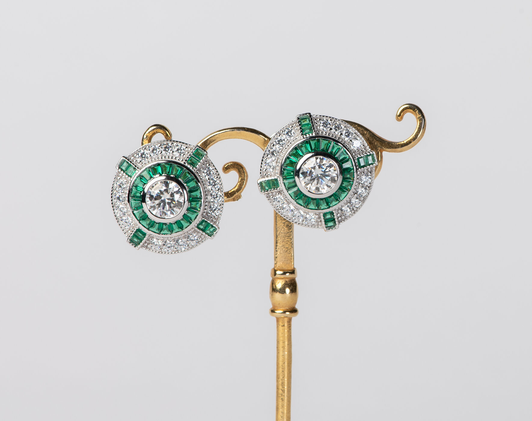 Pendientes Ojo de Perdiz Boton Verde