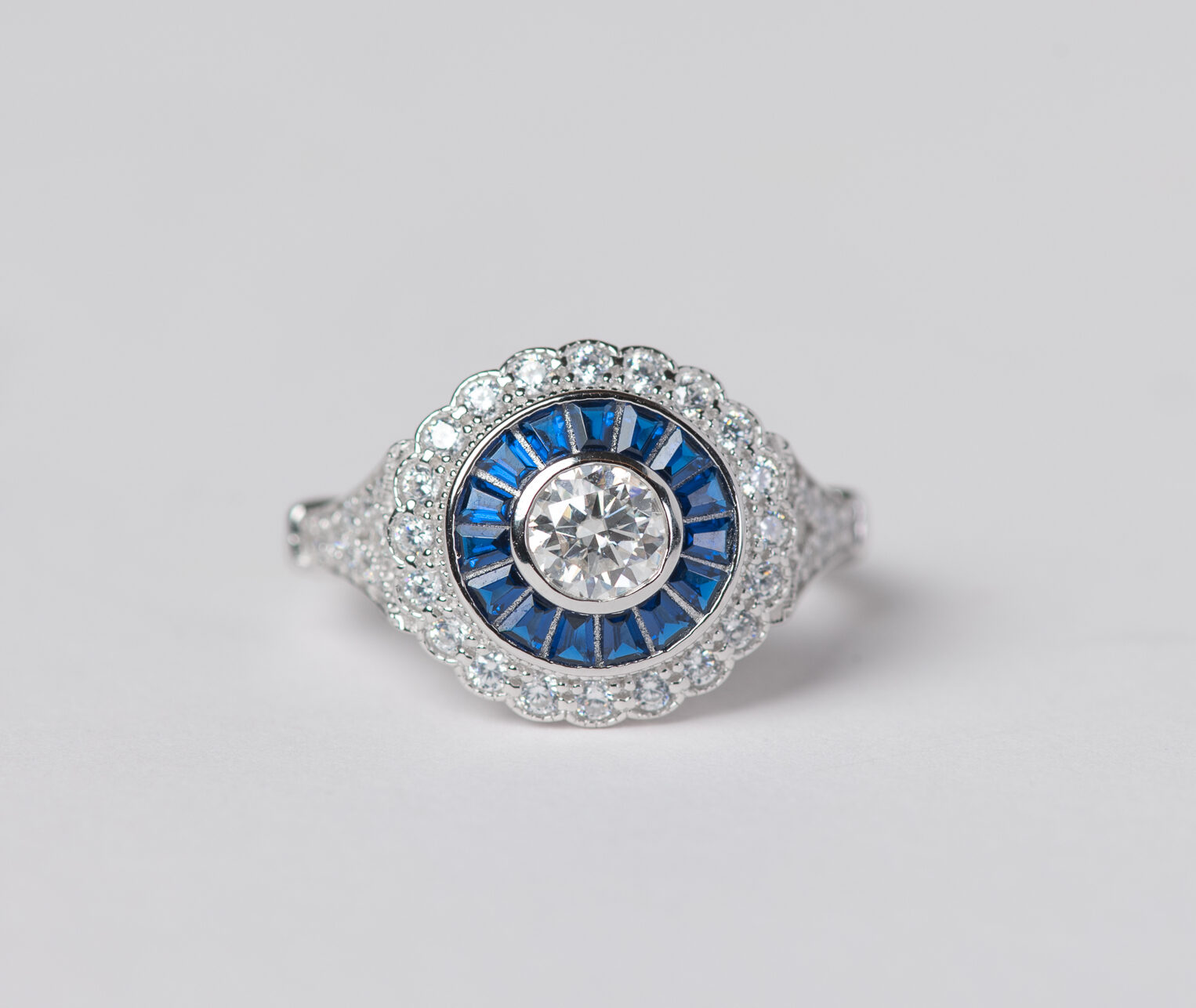 Anillo Ojo de Perdiz Azul Pequeño