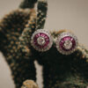 Pendientes Ojo de Perdiz Pequeño Boton Rosa
