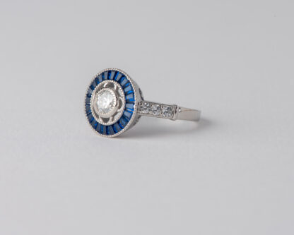 Anillo Ojo de Perdiz Azul Redondo