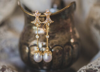 Pendientes Basty Perla Largo Dorado