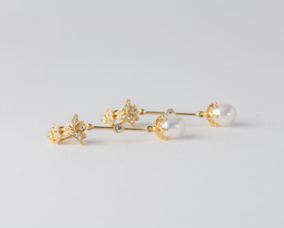Pendientes Basty Perla Largo Dorado
