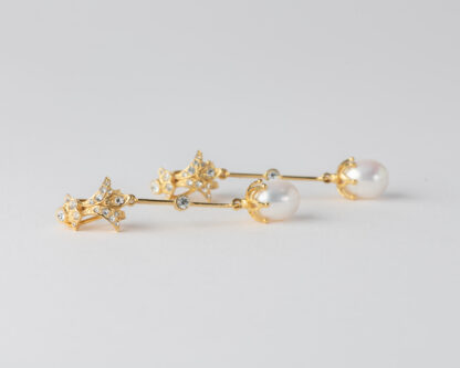 Pendientes Basty Perla Largo Dorado