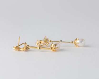 Pendientes Basty Perla Largo Dorado