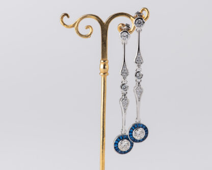 Pendientes Ojo de Perdiz Azul Mini Largo