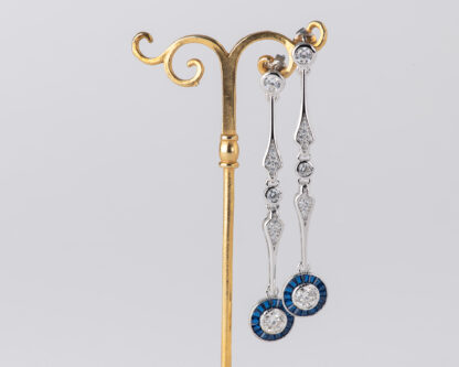 Pendientes Ojo de Perdiz Azul Mini Largo