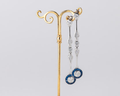 Pendientes Ojo de Perdiz Azul Mini Largo