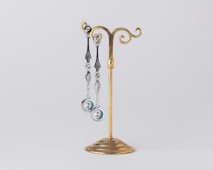 Pendientes Ojo de Perdiz Azul Mini Largo