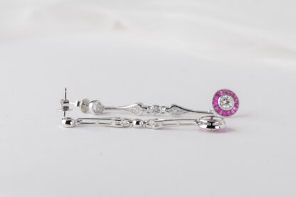 Pendientes Ojo de Perdiz Mini Largo Rosa