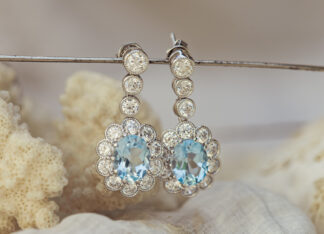 Pendientes Diana Topacio Azul Largo