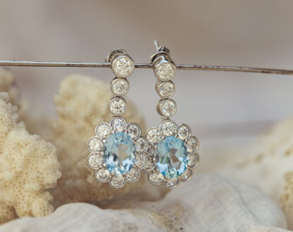 Pendientes Diana Topacio Azul Largo