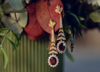 Pendientes Letiana Granate Dorado