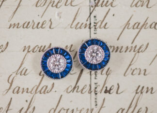 Pendientes Ojo de Perdiz Botón Azul Mini