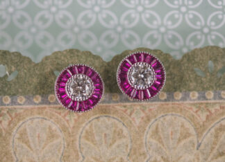 Pendientes Ojo de Perdiz Botón Rosa Mini