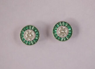 Pendientes Ojo de Perdiz Botón Verde Mini