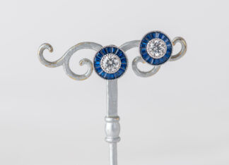 Pendientes Ojo de Perdiz Boton Azul Mini