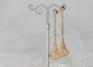 Pendientes Ojo de Perdiz Largo Blanco Dorado